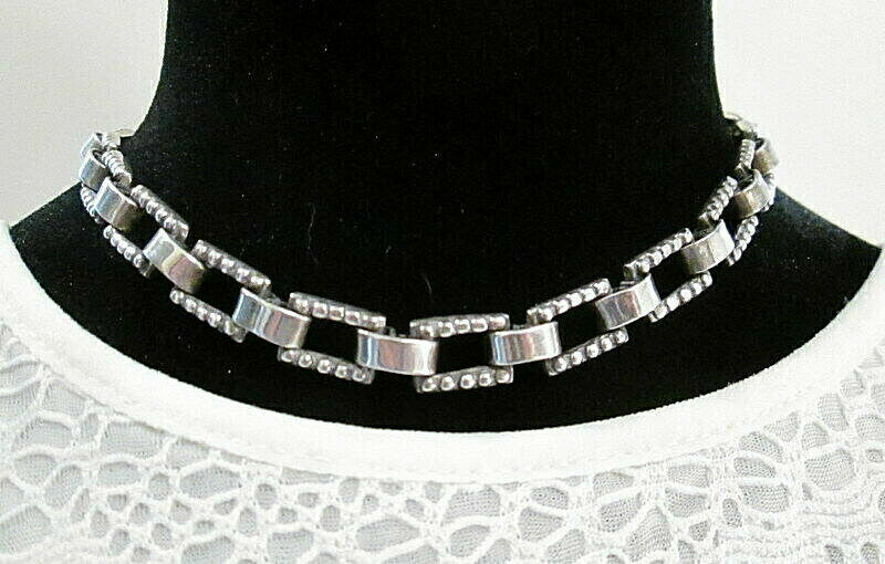 Early Vintage Signed Stamped Los Castillo 387 Sterling Silver Necklace Chain 55g