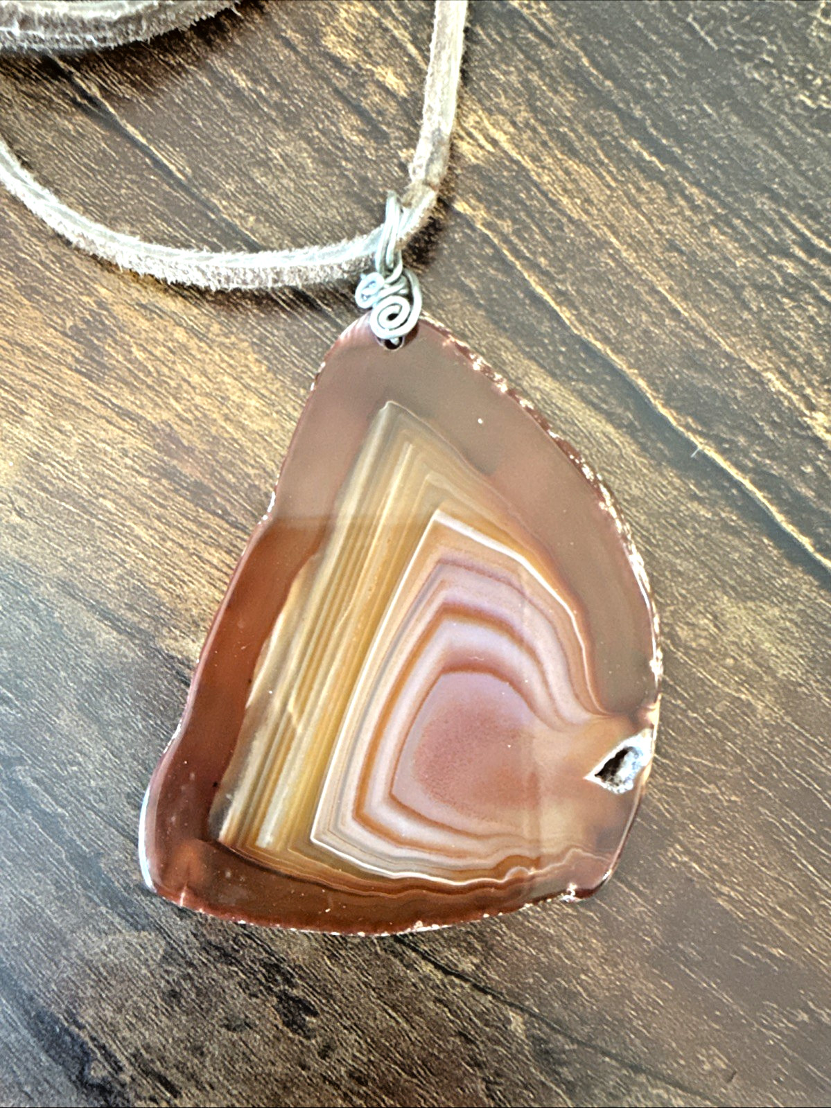 AMAZING BROWN AGATE SLICE NECKLACE oneofakind Boho Festival Earthy Nature Hippie