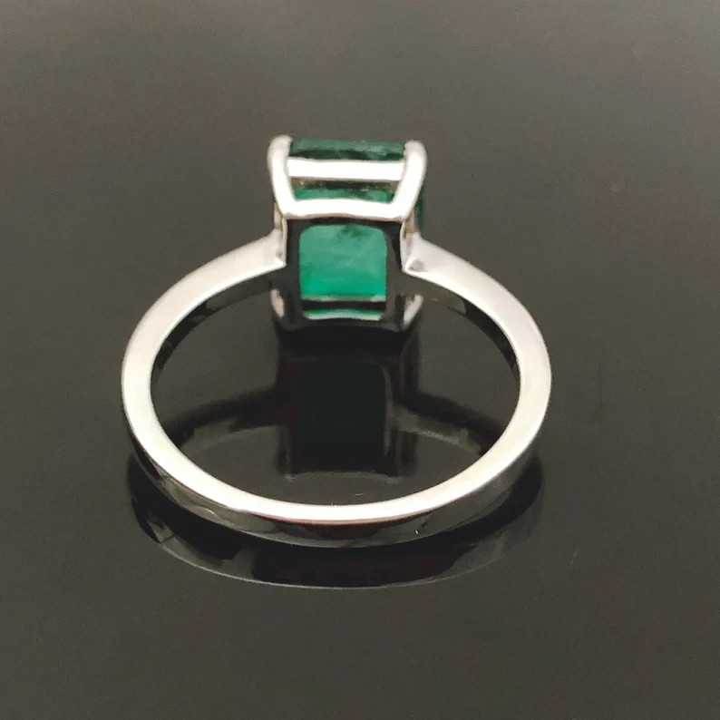 4.00Ct Lab-Created Emerald Classic Solitaire Proposal Ring 925 Silver For Women