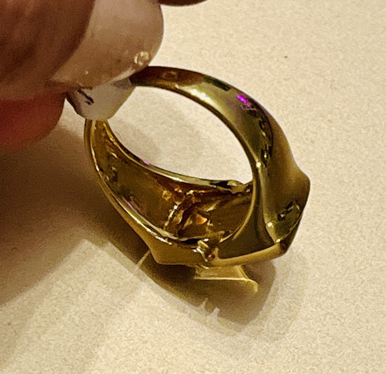 Men’s Antique Citrine Pinky Ring 18K Solid Gold Authentic Natural Size 7