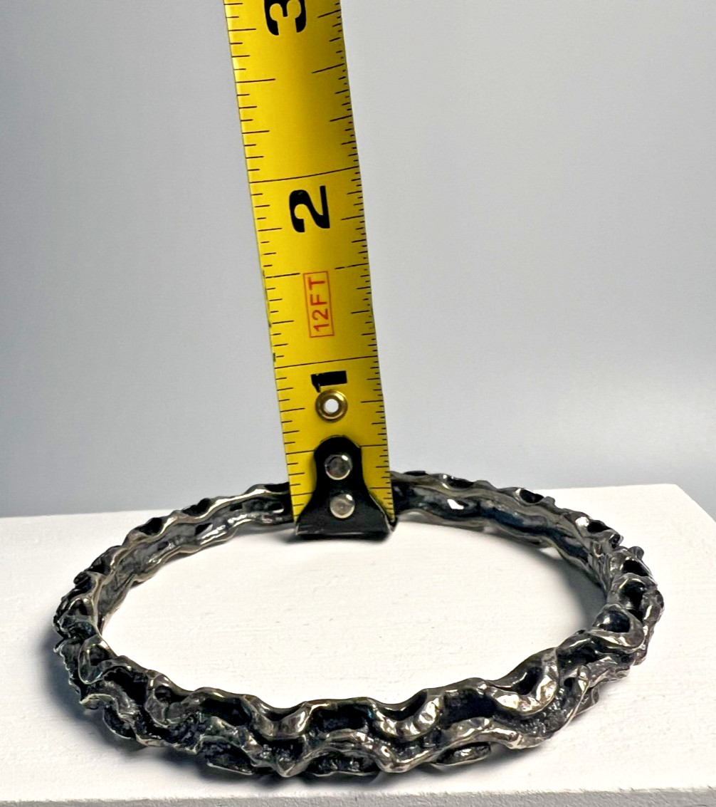 Robert Zentall Signed Brutalist Bracelet Gunmetal Silvertone 1970s RARE