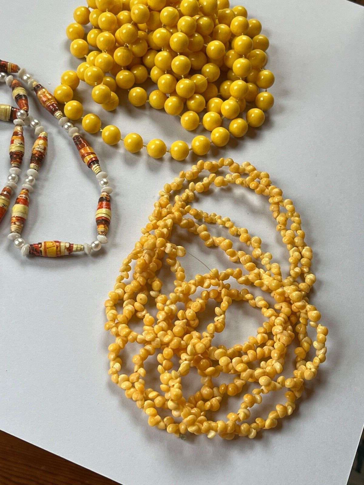 Vintage Lot of Solid Round Sunny Yellow Plastic & Tiny Faux Popcorn Plastic &