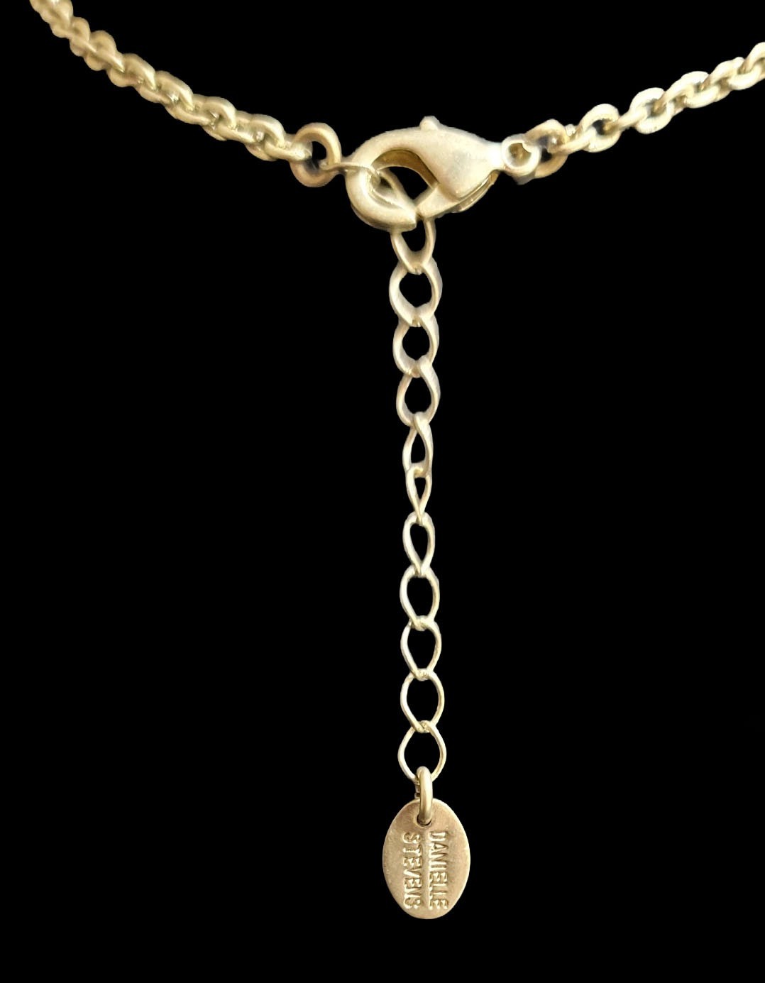 VNT Danielle Stevens Gold Tone Statement Necklace with Faux Rose Quartz Pendant