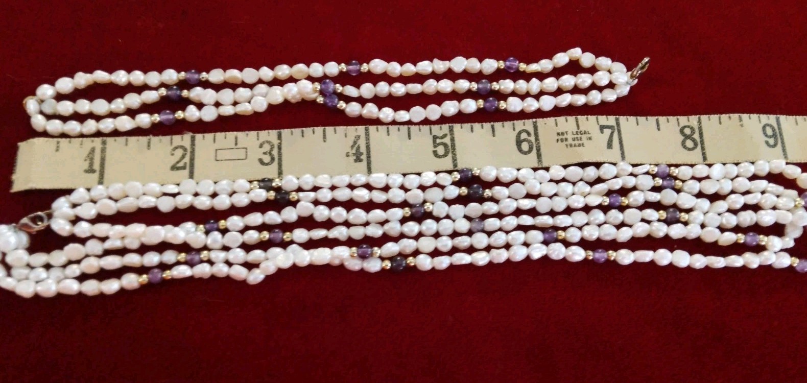 5pc Necklace Lot Enamel Acrylic Metal Rice Pearls Multi Strand Pastel Art Beads