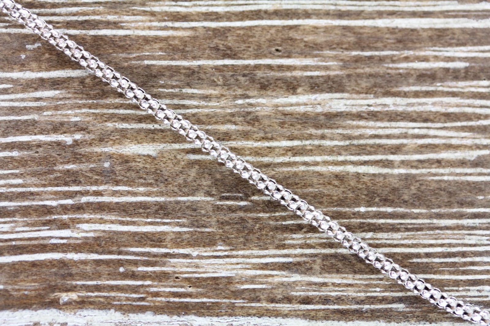 VINTAGE POPCORN STERLING SILVER 925 CHAIN LINK NECKLACE 18.5″ STAPLE LAYER RETRO