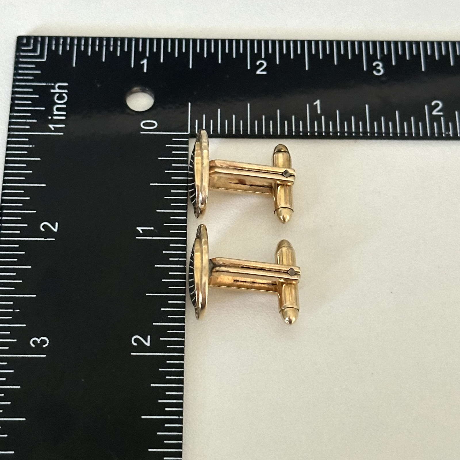 Vintage Hadley USA 12K Yellow Gold Filled Oval Bullet Back Cufflinks