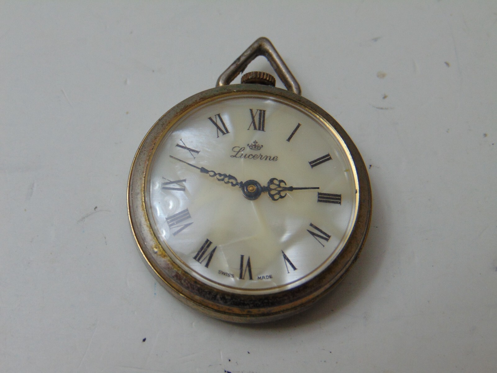 Vintage Cameo Lucerne Swiss Made Necklace Pendant Manual Windup Mechanical Watch