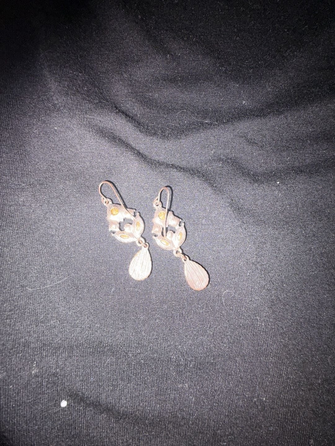 Vintage Style Gold-Tone Filigree Dangle Earrings with Faux Opal and Rhinestones