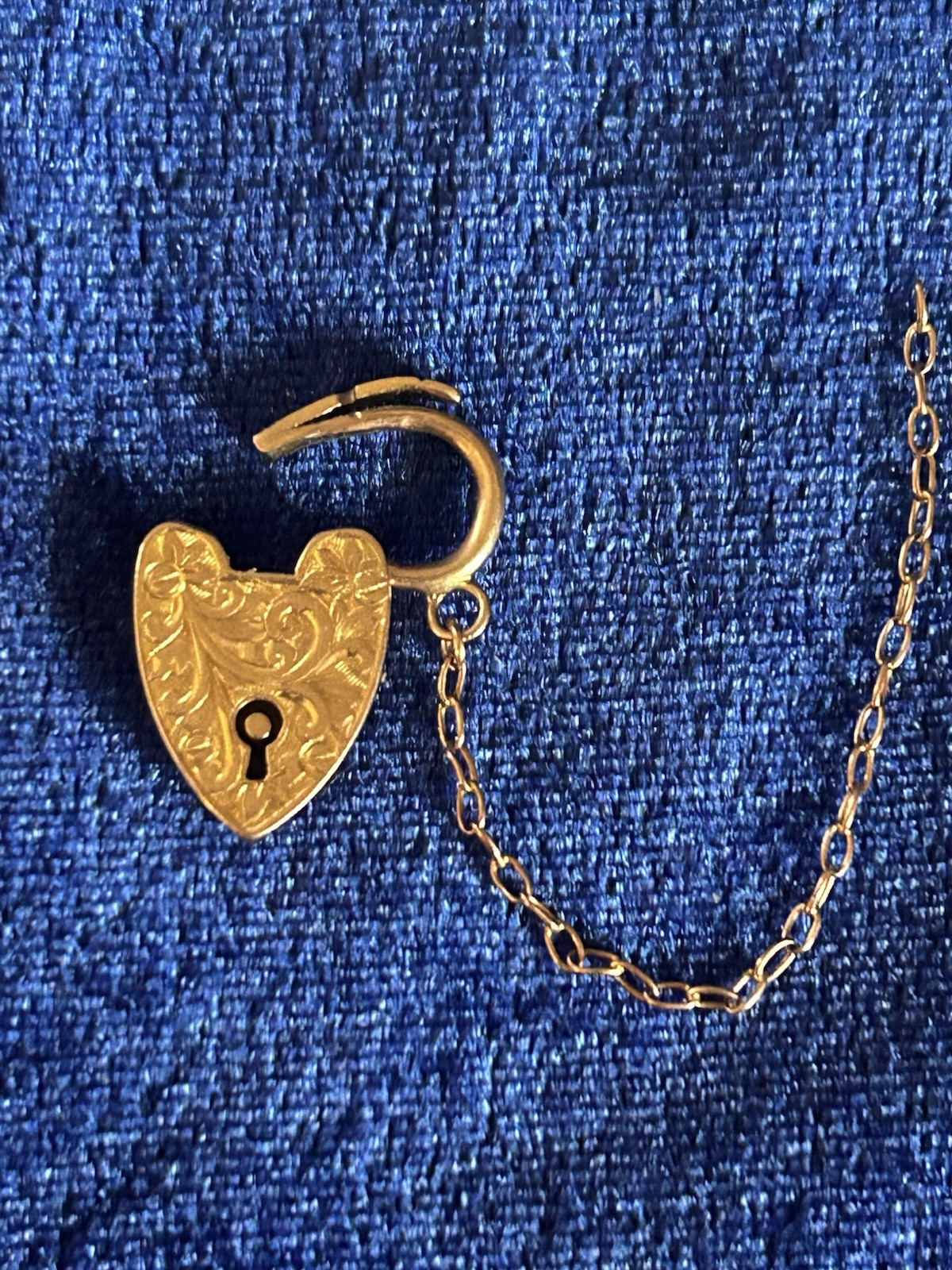 Vintage Circa30s 9ct Solid Gold Padlock Pendant or Charm With Floral Scrolls Old