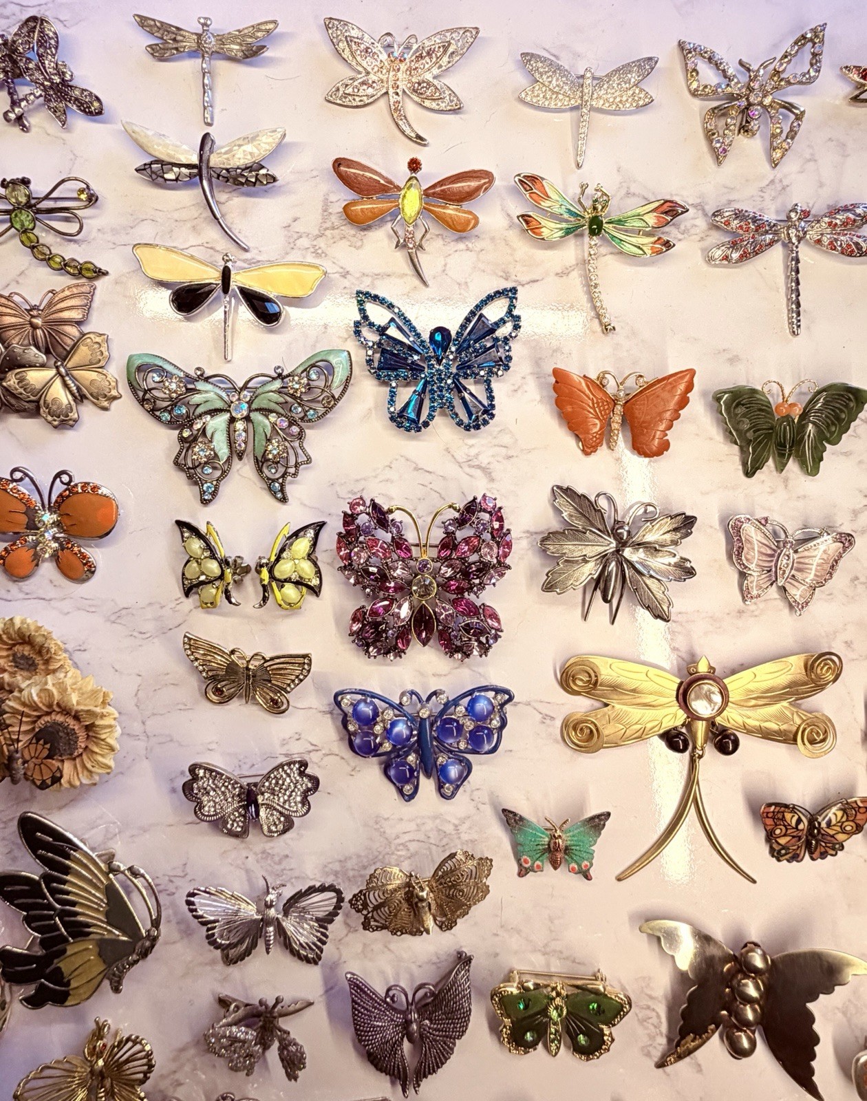 Huge Vintage Mod Butterfly Jewelry Brooch Lot Rhinestone Enamel Signed Unsigned