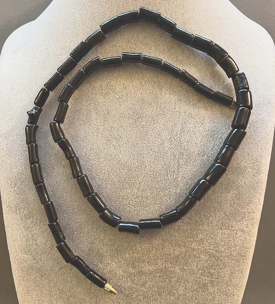 Vintage Black Coral Branch Tube Bead Necklace 24″ Long 24.5 g