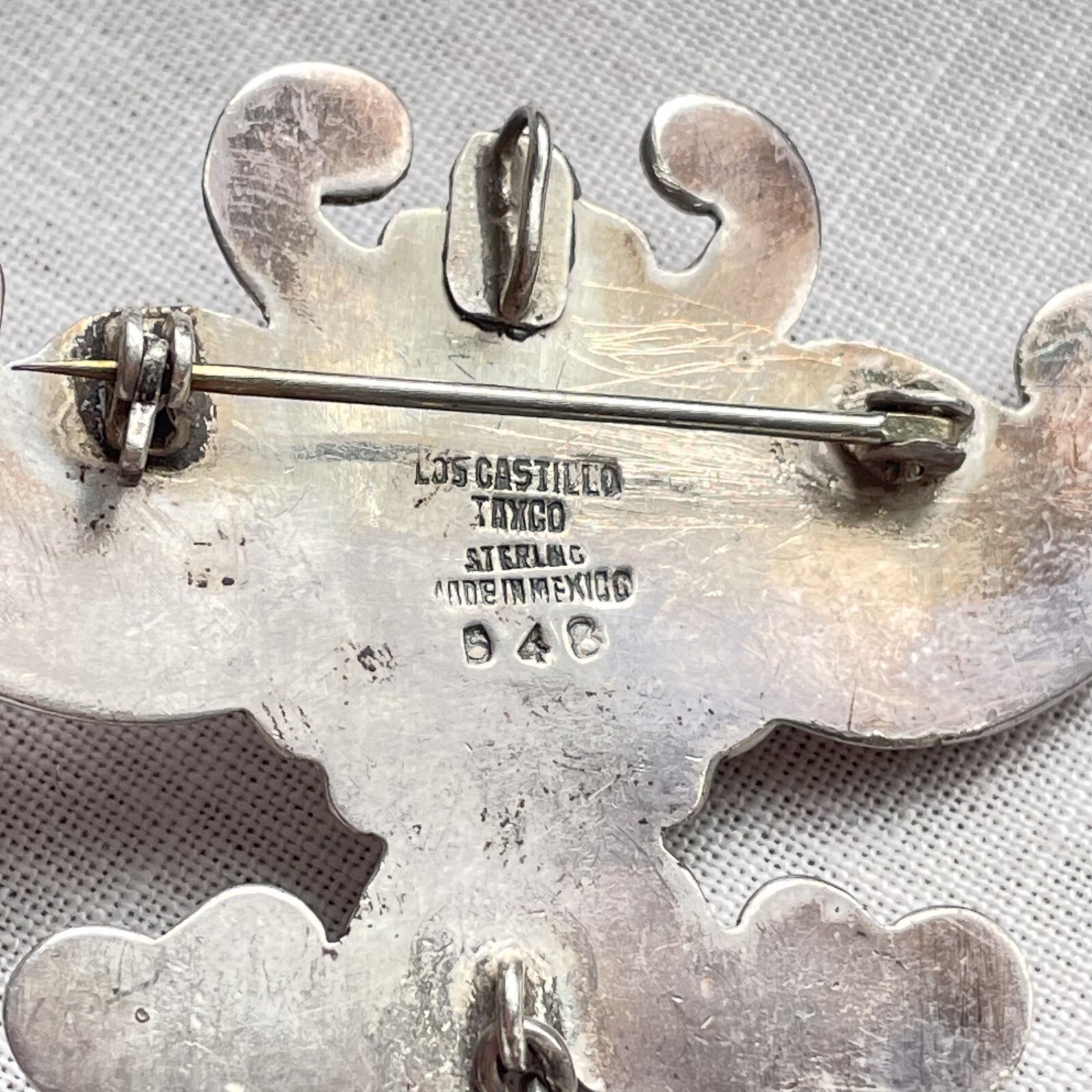 Vintage 40s Los Castillo Sterling Brooch/Pendant, Articulated #548 Taxco Mexico