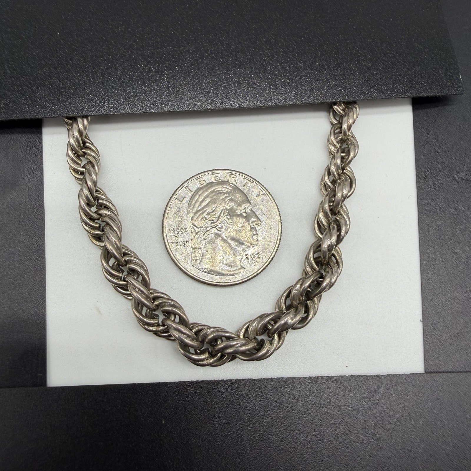Vintage Chunky Sterling Silver 4.3mm-7.5mm Graduated Rope Chain 19″ Necklace 44g