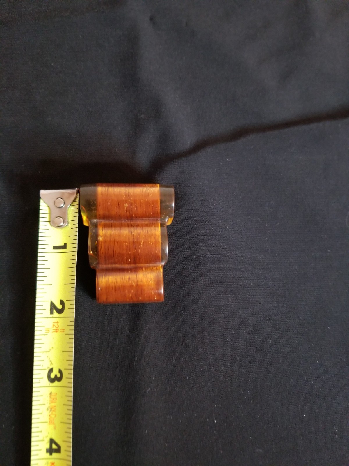 Vtg unique wood and bakelite or lucite dress clip