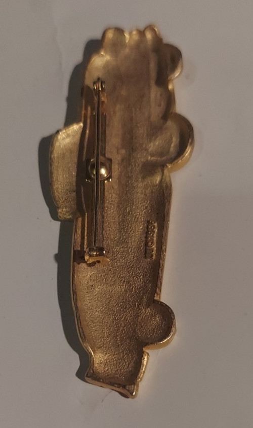 1950’s Classic Cadillac Goldtone 3 1/4 Inch Brooch Pin Signed JJ1986
