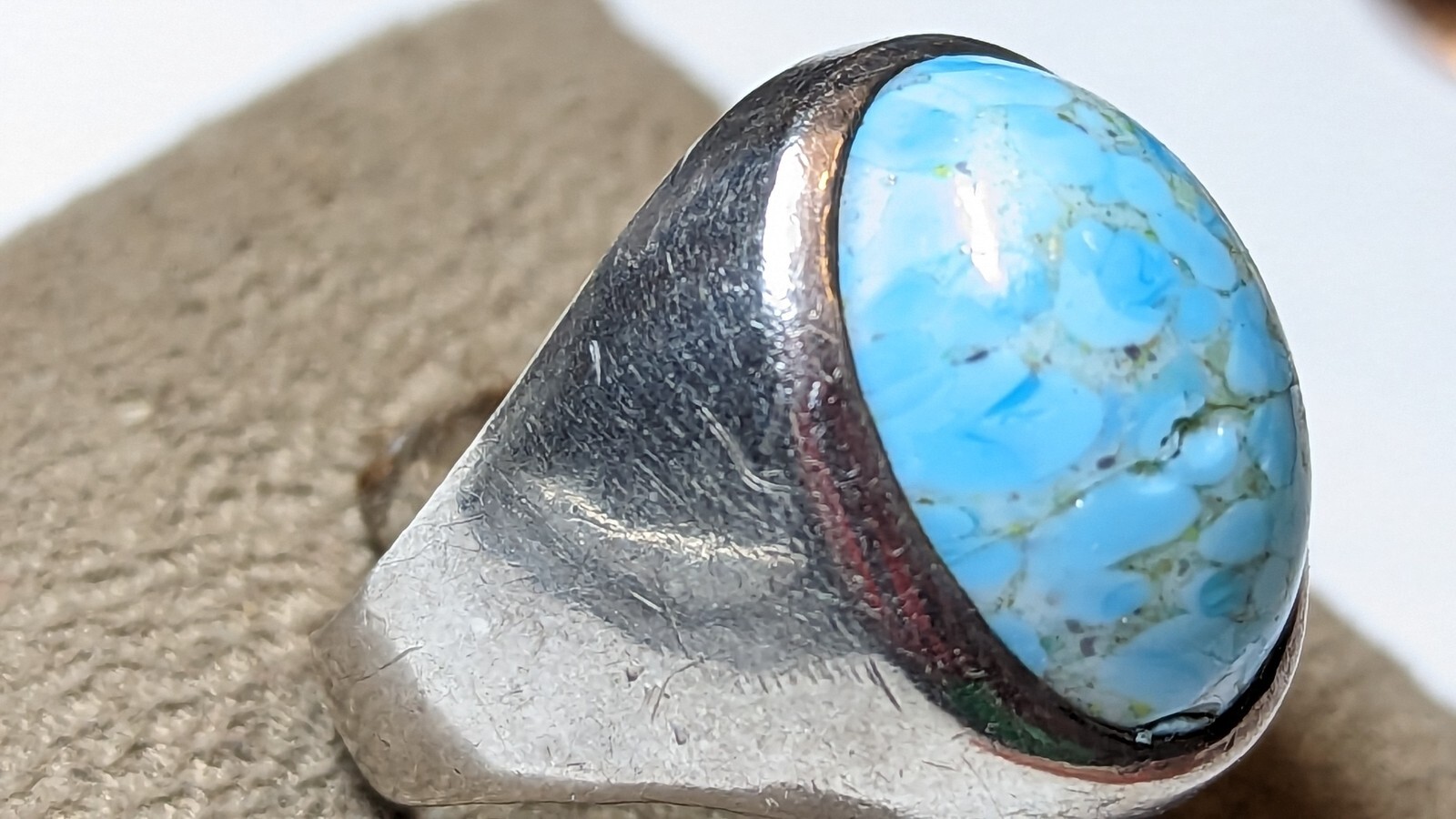 VINTAGE BLUE STONE STERLING SILVER RING SIZE 11 SIGNED RCD 925 MEX