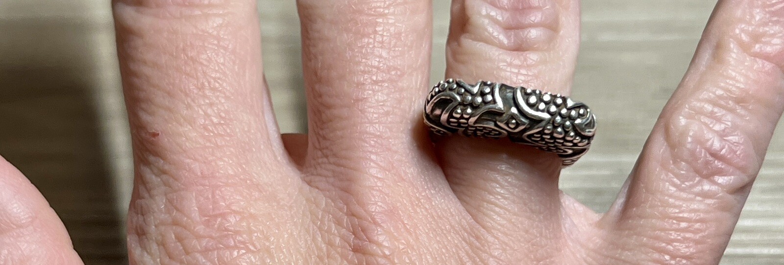 Vintage Designer Dian Malouf Sterling Silver Tall Tribal Stack Ring, Size 6.5