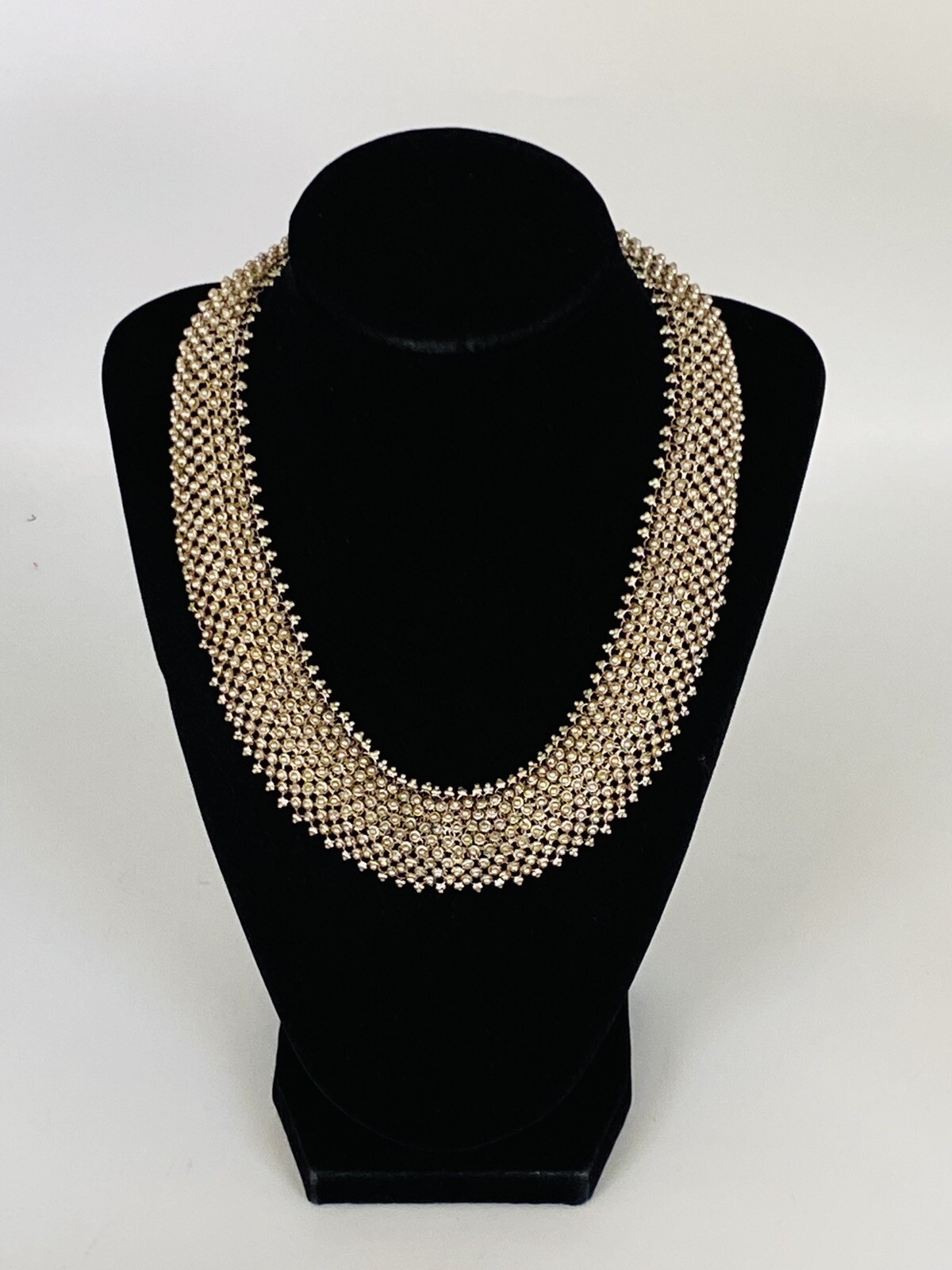 Heavy Vintage Sterling Silver Etruscan Cannetille Choker Link Necklace 95-Grams