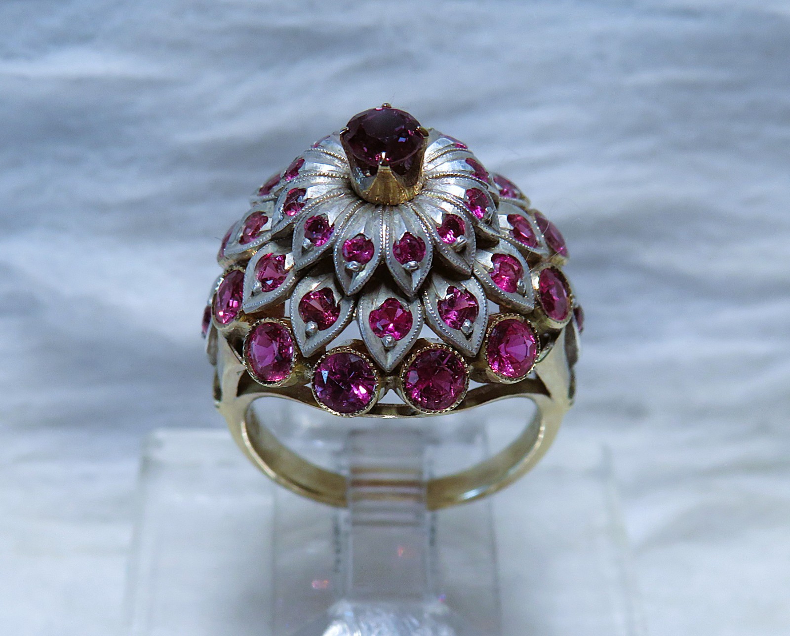 60’s 10K gold (mark 18K) Dark Pink Sapphire Thai Princess Ring sz.6-1/4