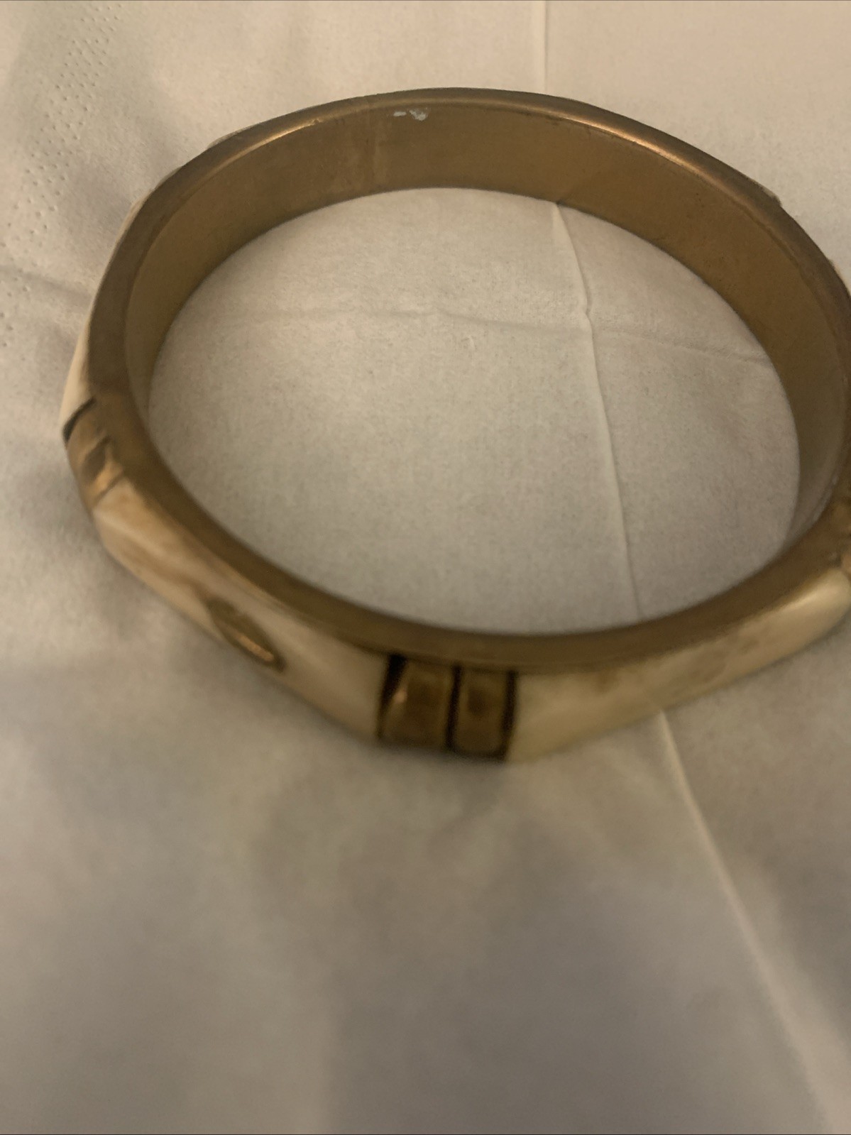 Vintage Bone & Brass Bangle Bracelet Moroccan Berber – Handcrafted Ethnic Tribal