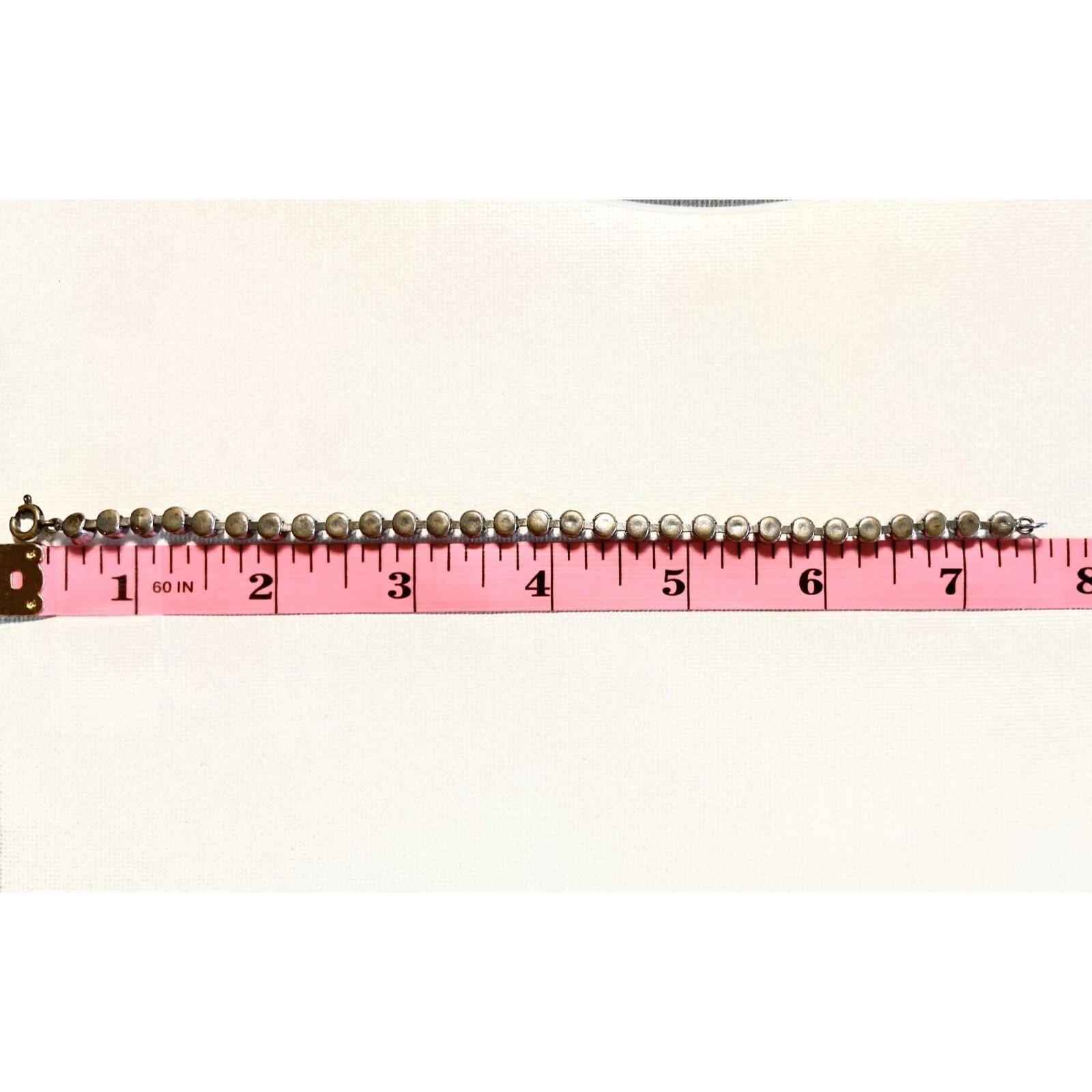 Vtg Rhinestone Crystal Tennis Bracelet 7.5” Cup Settings Glam Sparkle Classic