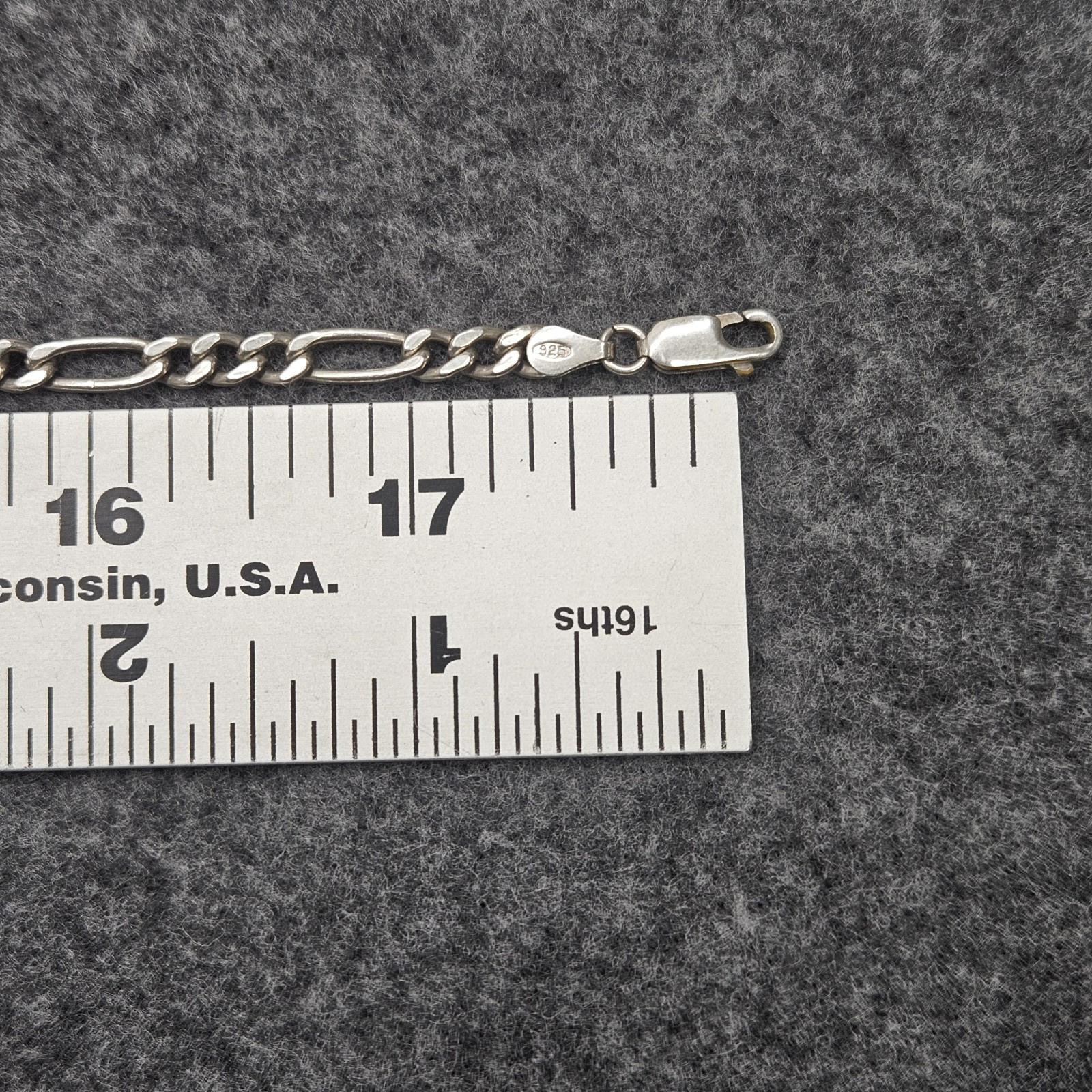 Vintage Sterling Silver Figaro Style Chain Made in Italy 925 Sterling 18″ Men’s