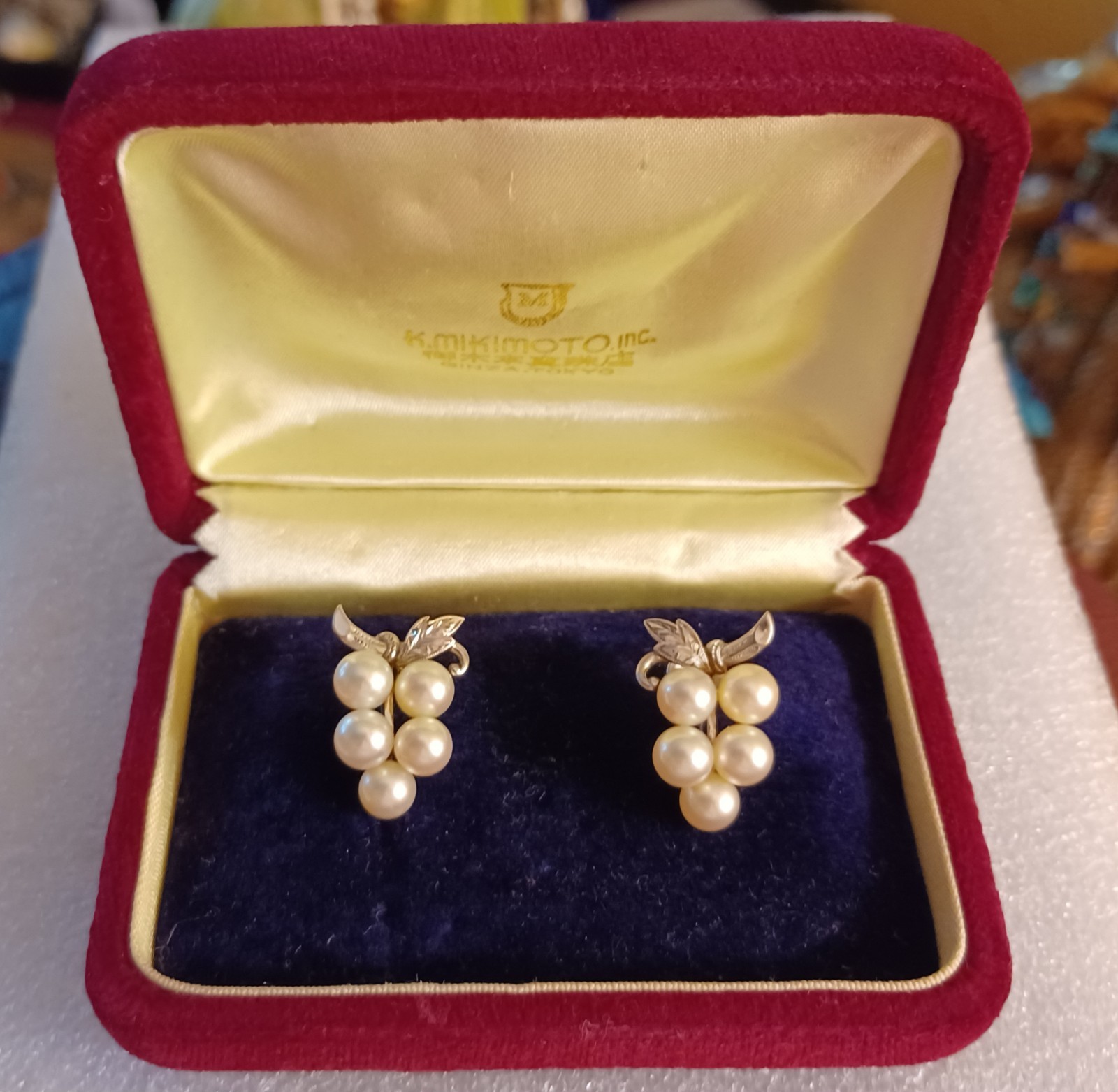 Vintage Mikimoto Pearl Grapes Earrings ~ Screwback ~ Silver ~ 10 Pearls ~ Akoya