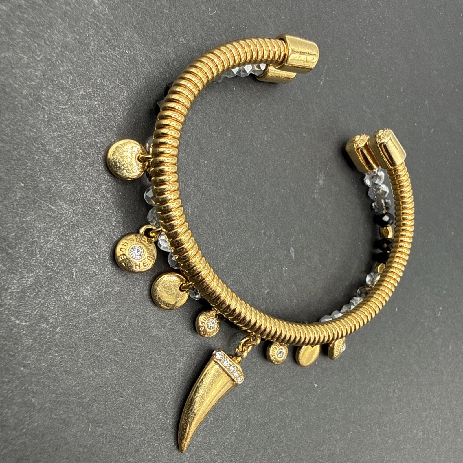 Henri Bendel Signed Gold Tone Beaded Bracelet C11