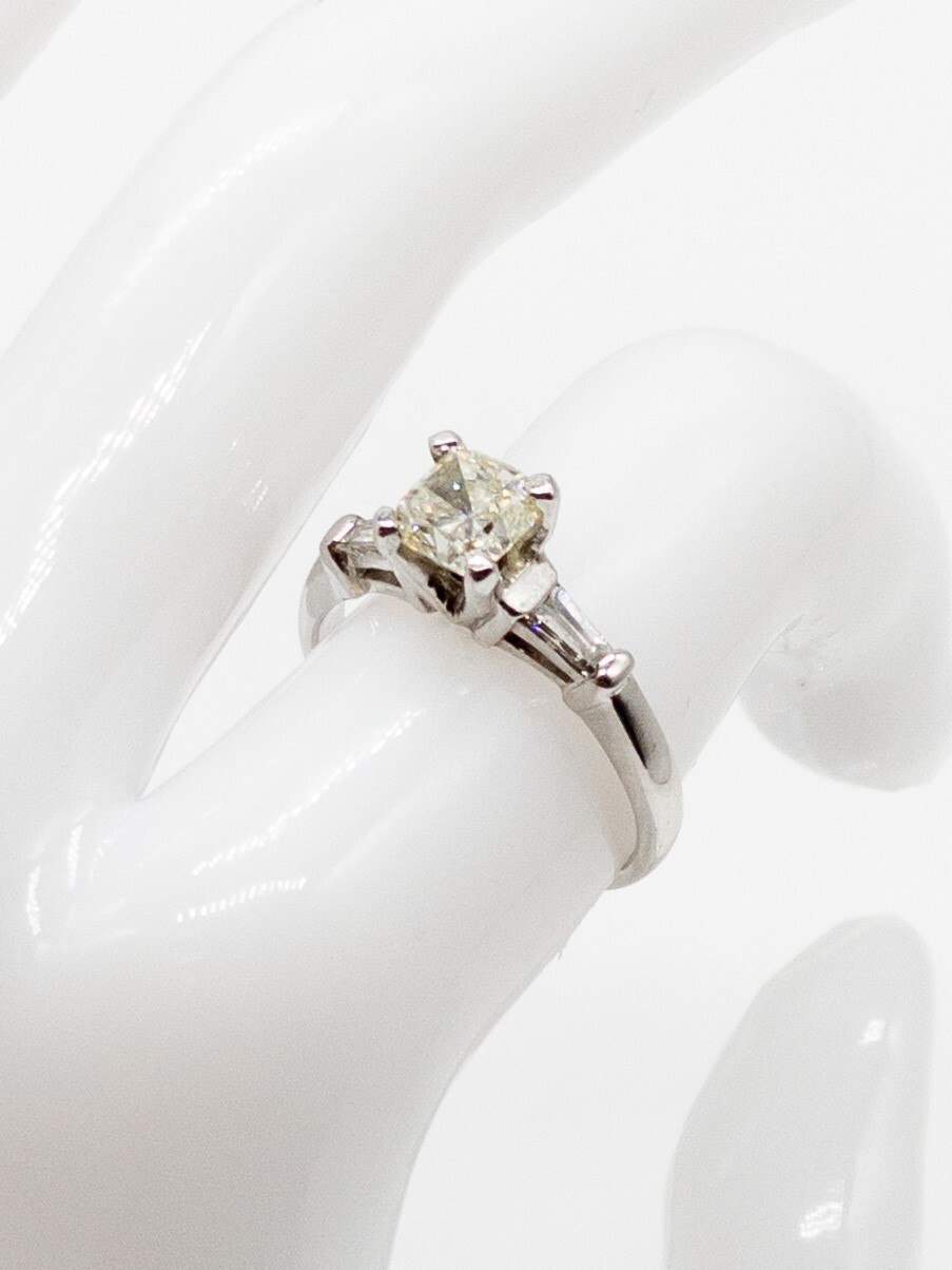 Estate $6000 GIA CERTIFIED Fancy Yellow Cushion Cut Diamond 14k White Gold Ring
