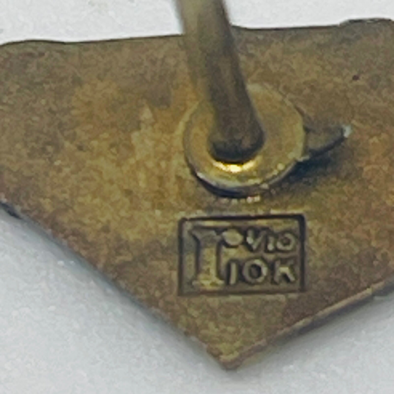 Vtg 1/10 10K Gold 100 Year Art Deco Era Lapel Pin Back 1.00 grams 1 cm Signed