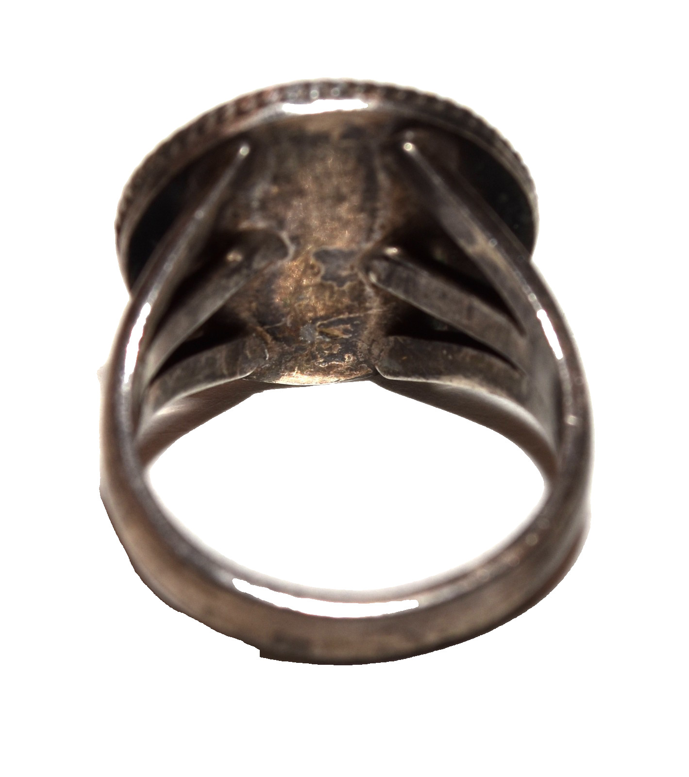 Vintage Dark Green Turquoise Brown Matrix Sterling Silver Ring 5.5 Gram Size 5.5