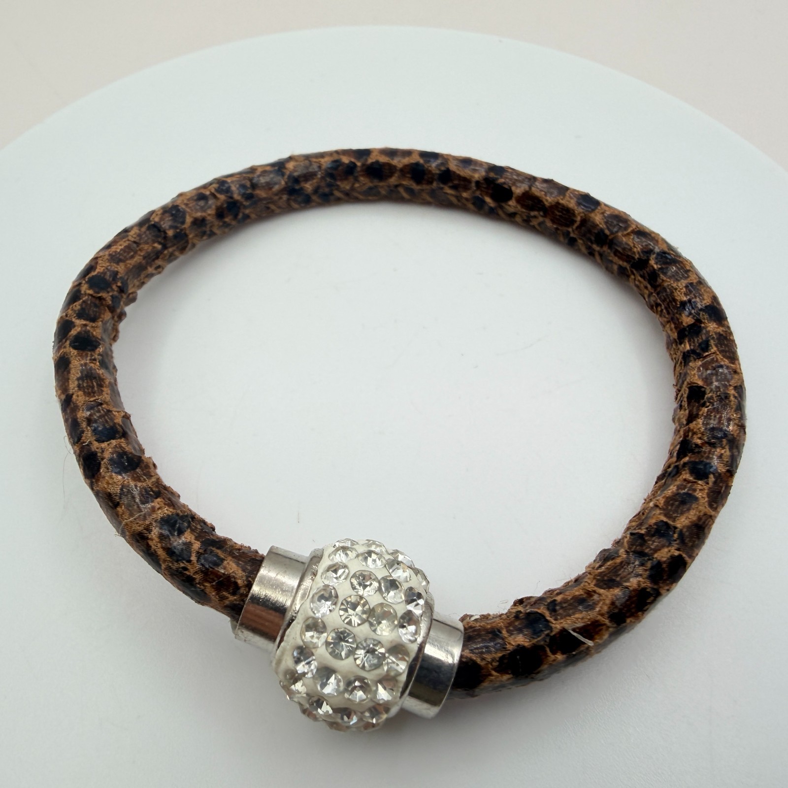 Vintage Y2K Leopard Print Faux Leather Rhinestone Bracelet Women’s Jewelry