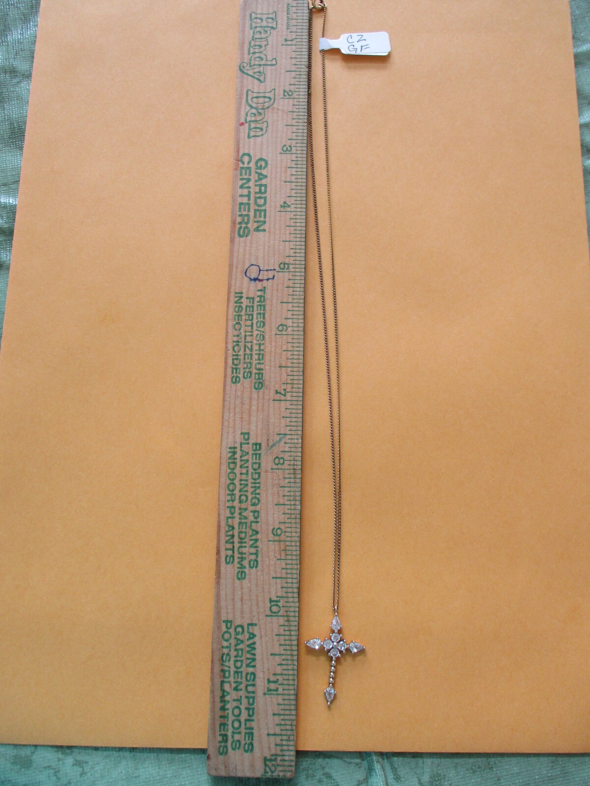 Fabulous Quality Gold Filled Faux Diamond Accented Cross & Necklace 22 Inches