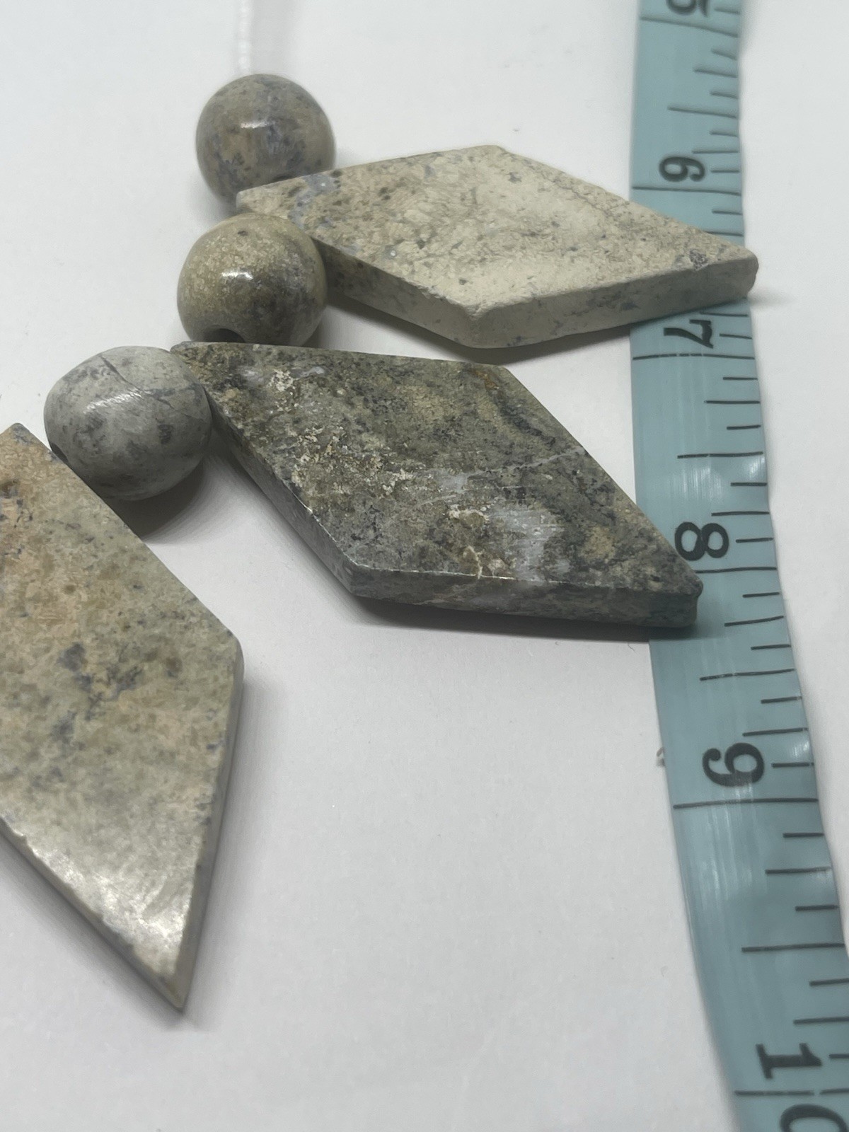 Dendritic Jasper Natural Stone Vintage Bib Festoon Statement Necklace Geometric