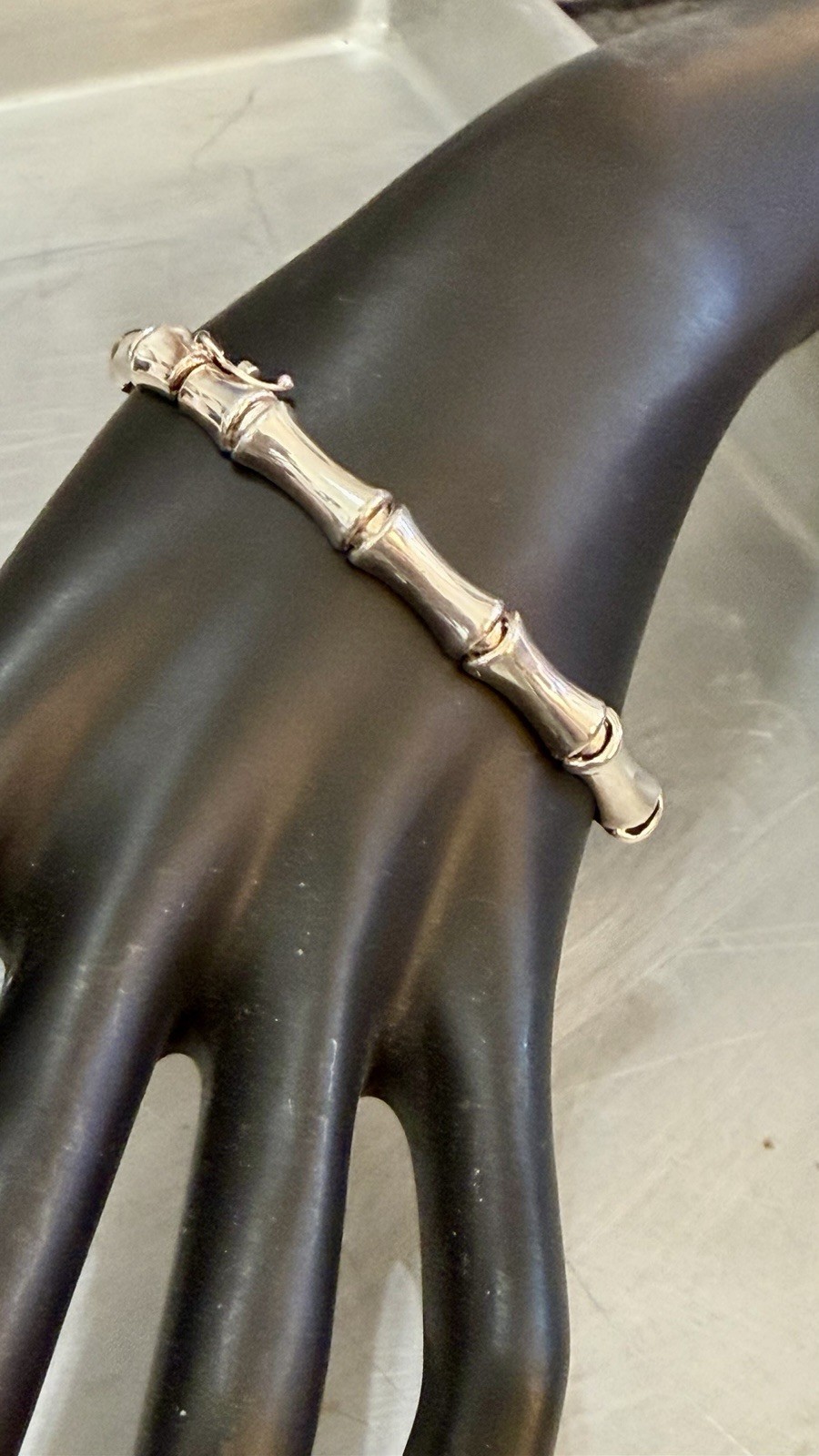 Vintage IBB 925 Sterling Silver Bamboo Link 6.75″ Bracelet 10.8 Grams ELEGANT