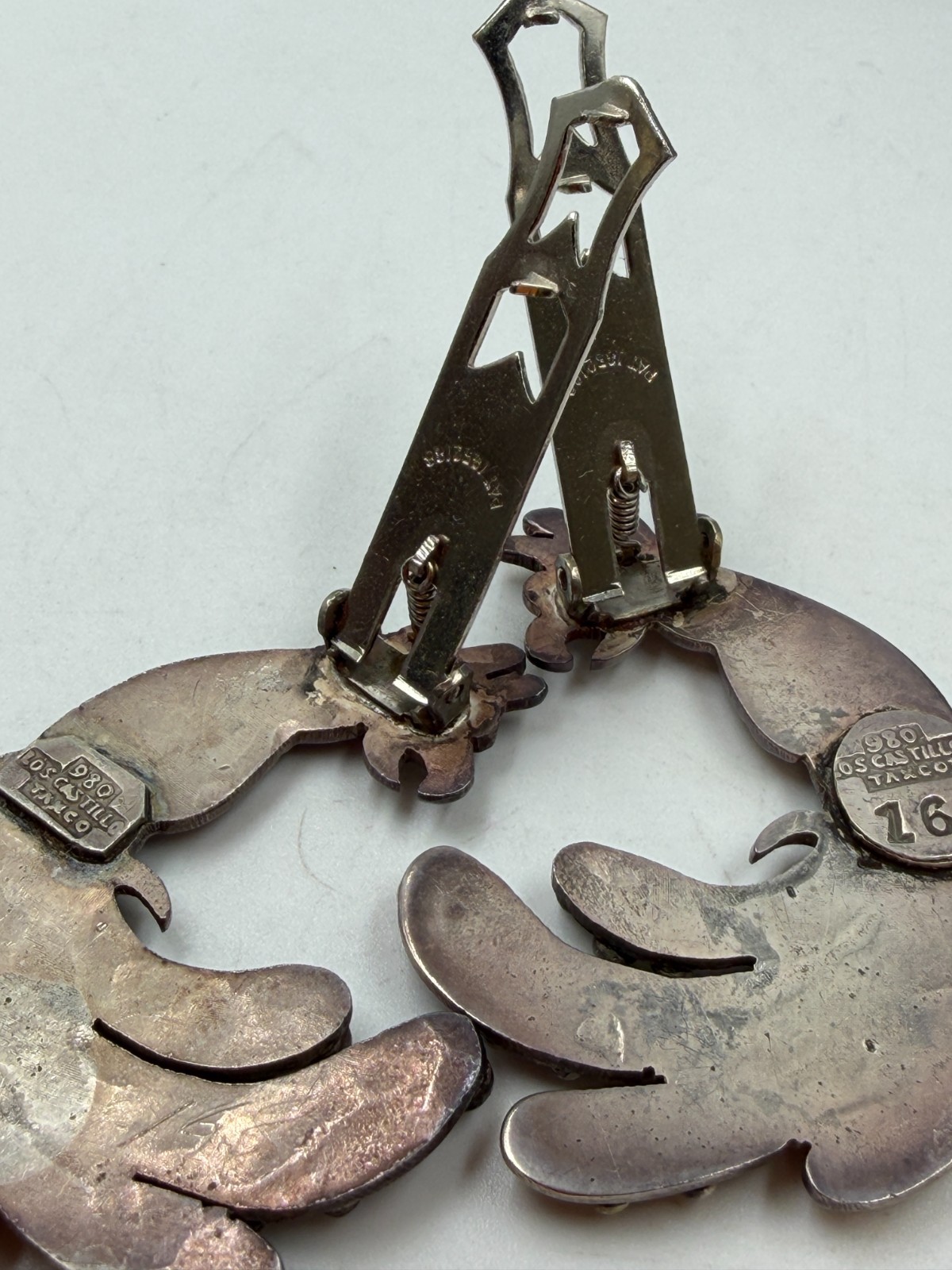 Vintage Dress Clip Bird 980 Silver Los Castillos Pair Taxco Z68
