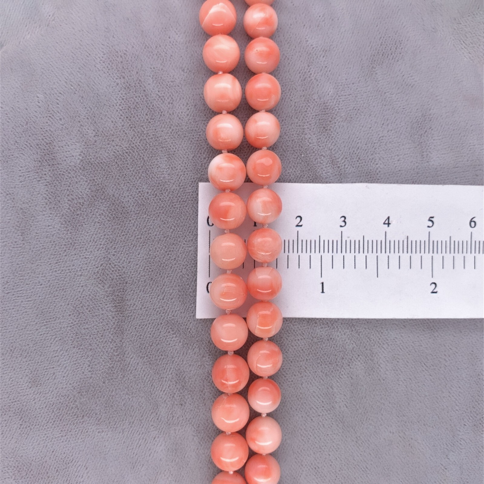 Genuine Coral Bead Double Strand Necklace 7-8mm Beads w/ 14k Gold Clasp (#J6980)