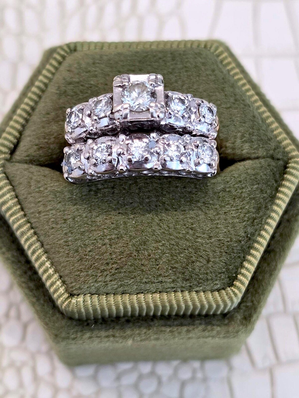 Rare Vintage “Unused” Diamond Ring Set (Approximations) about 1 ct. Size 7.5