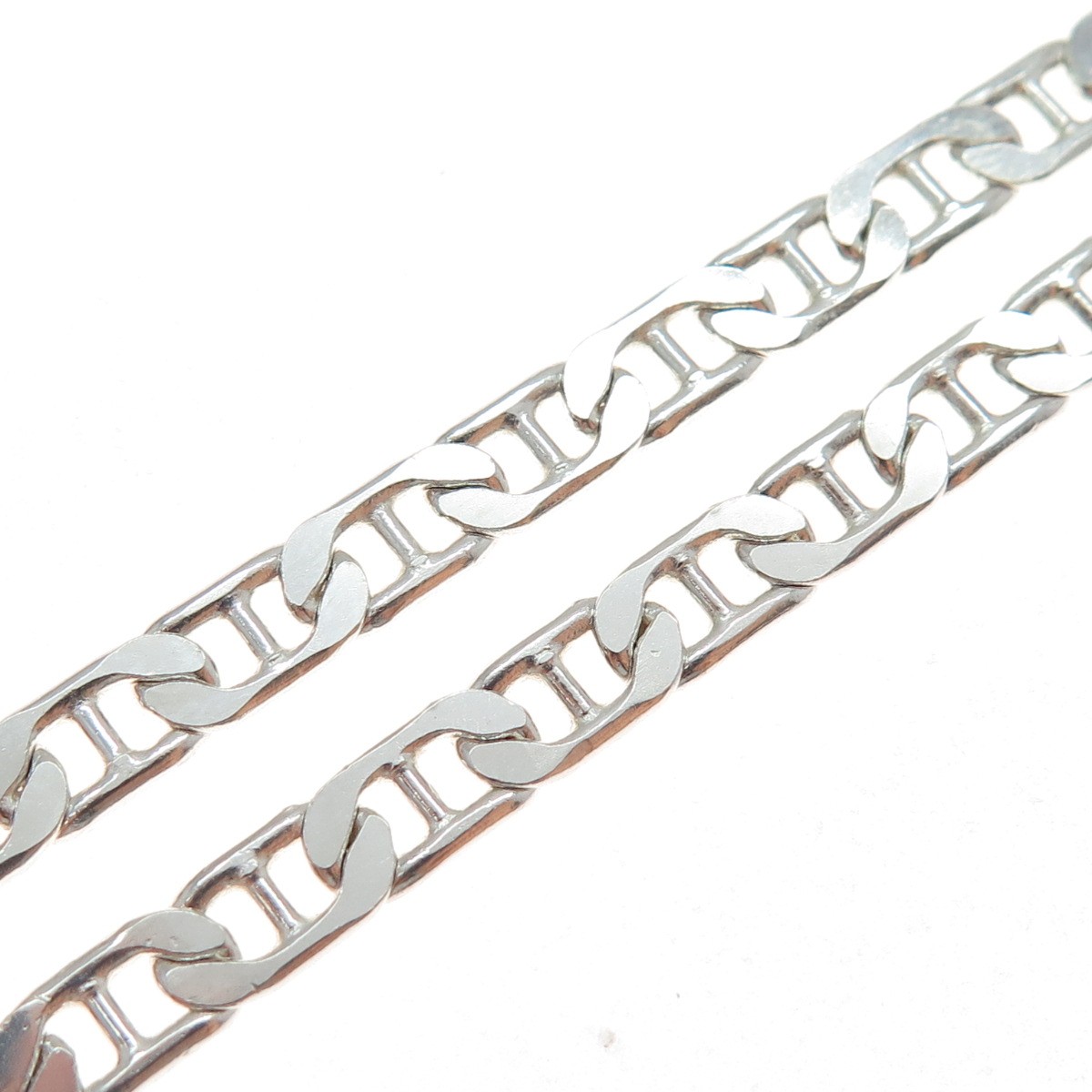 925 Sterling Silver Vintage Italy Anchor Mariner Chain Necklace 18″