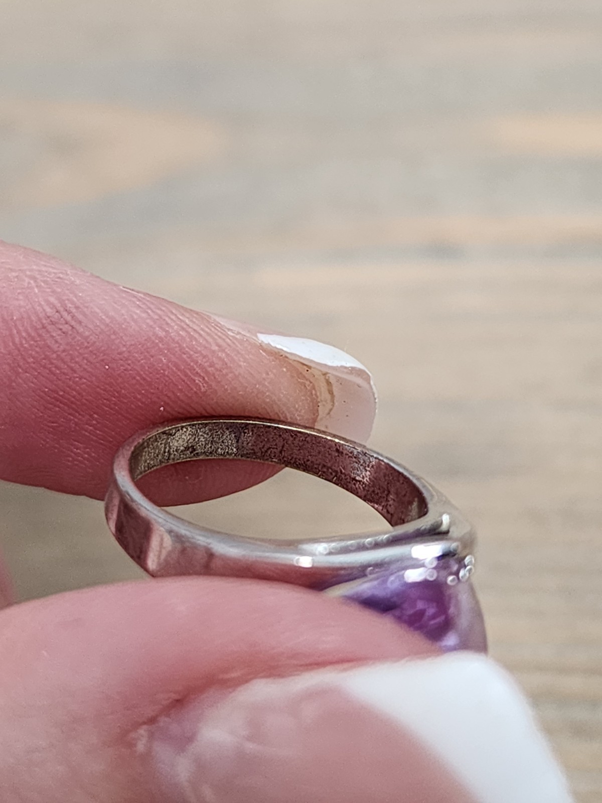 Purple Ring Faceted Gem Stone Statement Prong Size 7