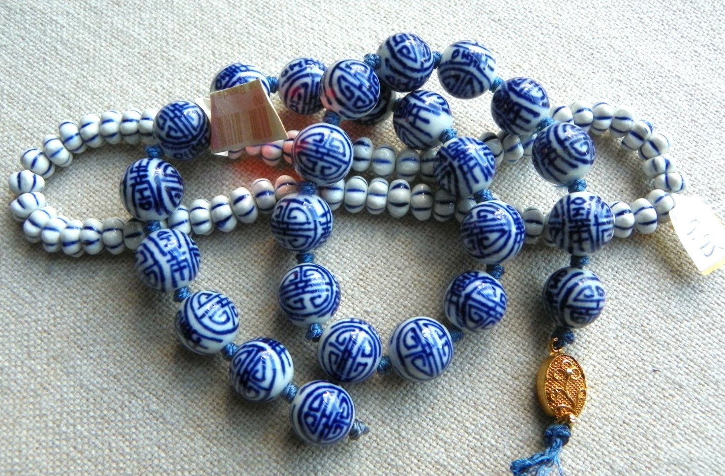 Chinese Blue / White Porcelain Bead Necklace & More – AS-IS