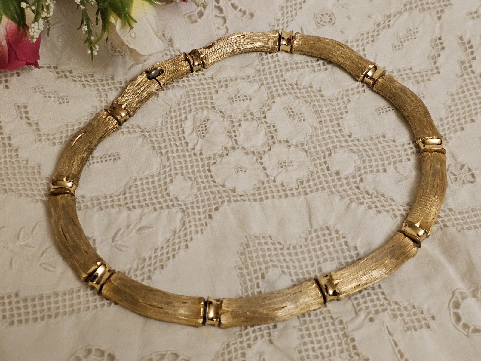 Vintage ORENA PARIS Design France Gold Plated Choker Necklace 1970’s RARE