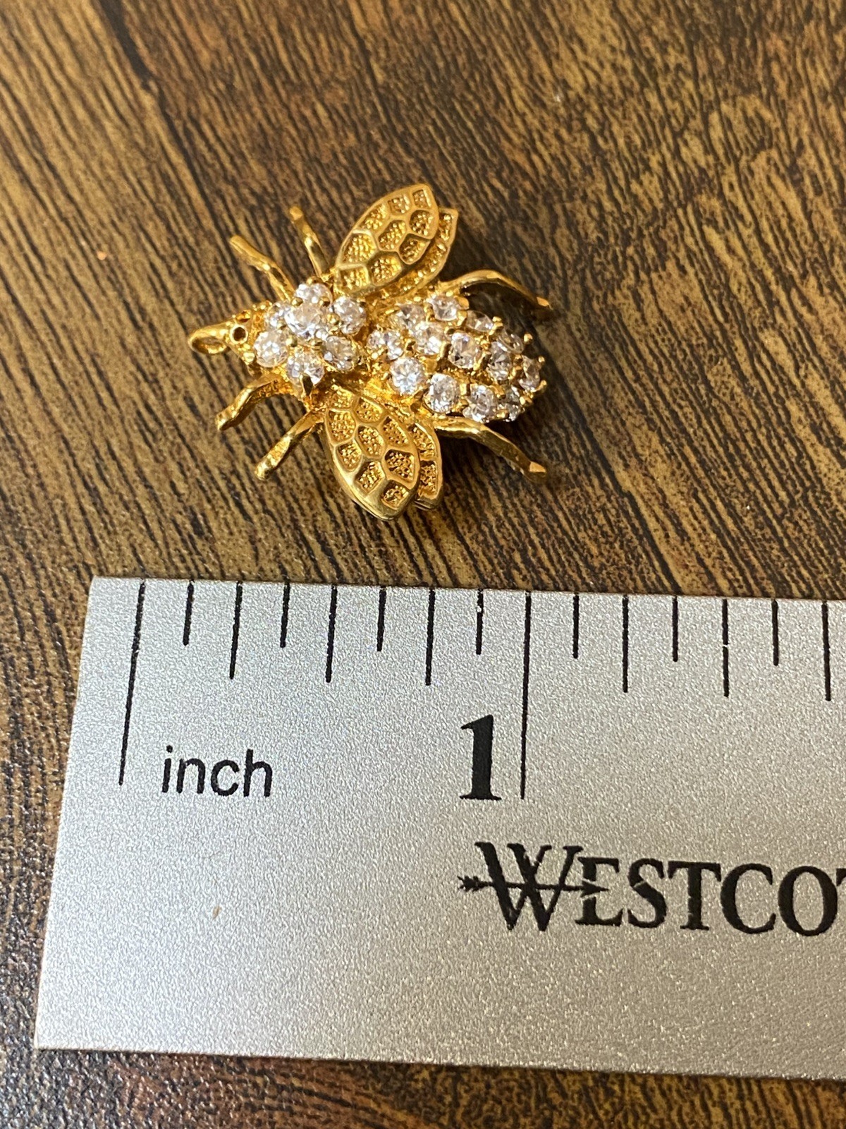 Vintage Dee Berkley Jewelry DBJ Bumble Bee Brooch Pin Pendant 14KGE Rhinestones