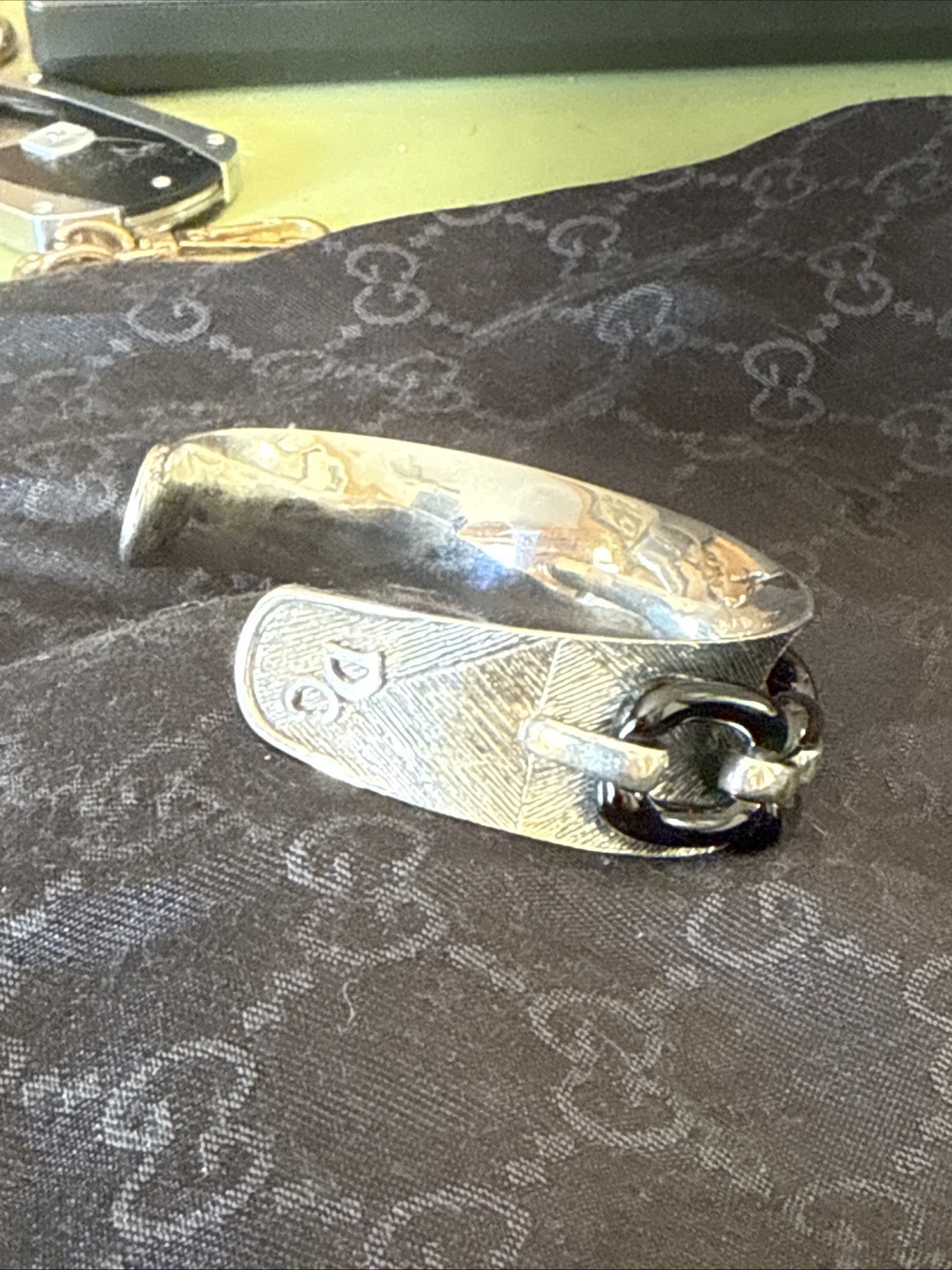 Vintage Sterling Silver Onyx And Diamond Cuff Bracelet