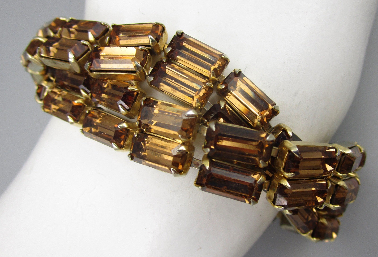 DAZZLING VINTAGE SIGNED WEISS TOPAZ RHINESTONE NECKLACE BRACELET EARRINGS SET