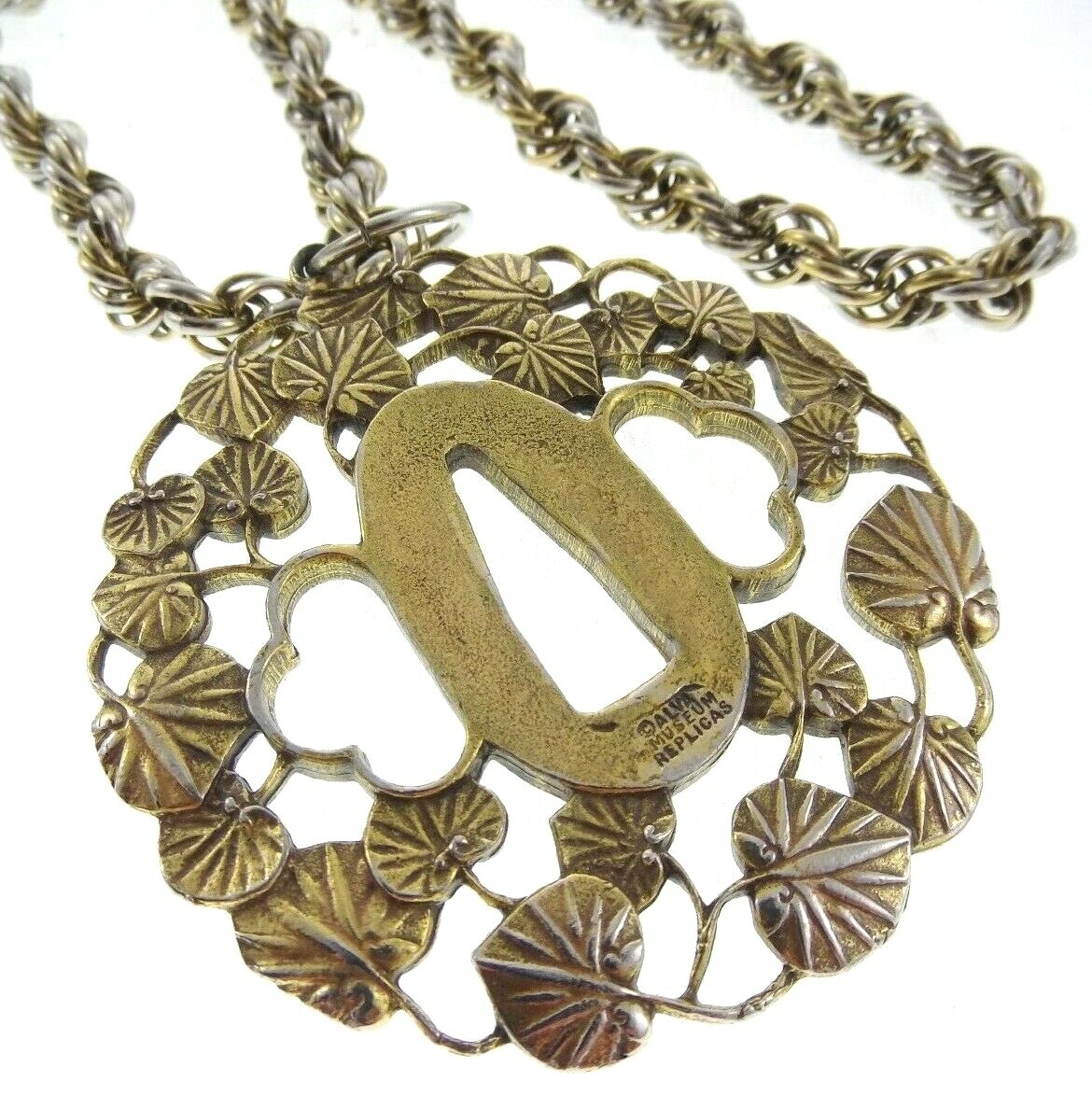 30″ Alva Vintage Museum Replica Hollyhock Tsuba Sword Guard Pendant Necklace