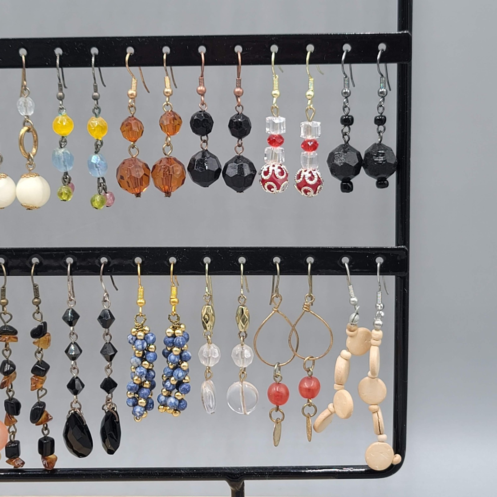 Lot of 44 Beaded Pierced Earrings Multi color ALL Dangle 11