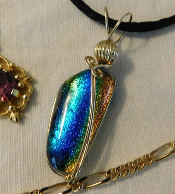 Pendant Necklaces LOT of Six Murano Art Glass Danbury Mint Jade Crystal Amethyst