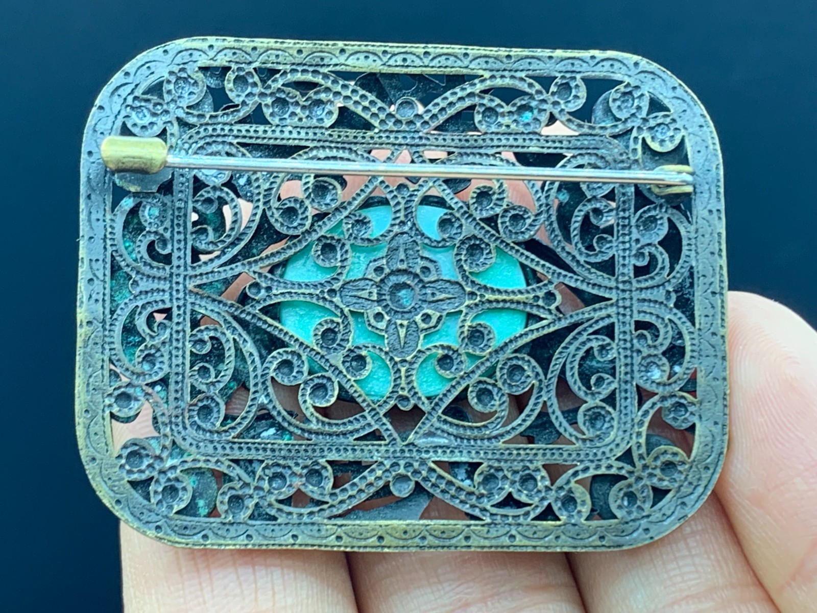 MAX NIEGER Pin Brooch Chinese Revival Pekin Glass Czechoslovakia circa 1920s