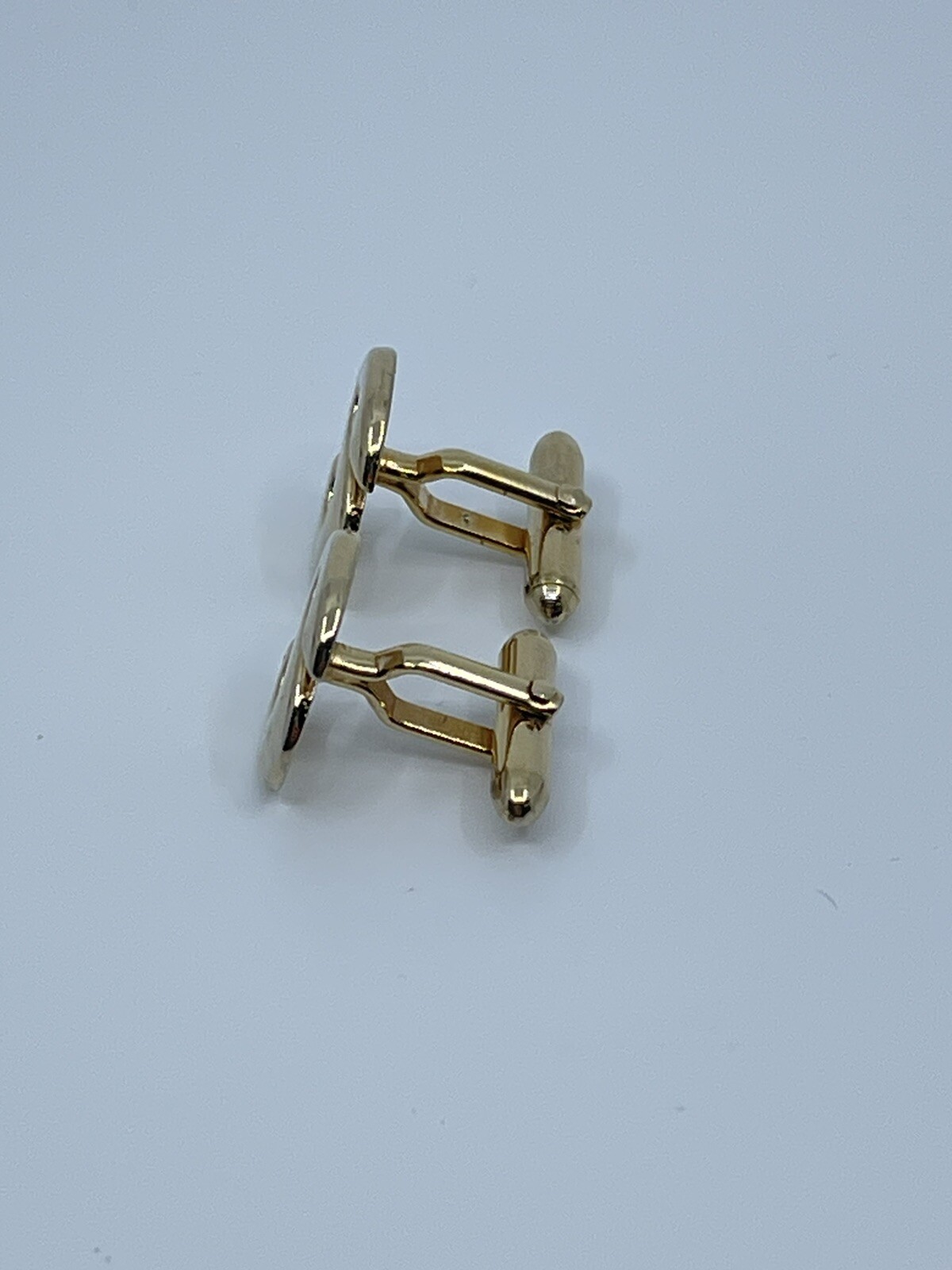 Vintage Swank cufflinks and tie clip monogram beveled S gold tone bullet backs